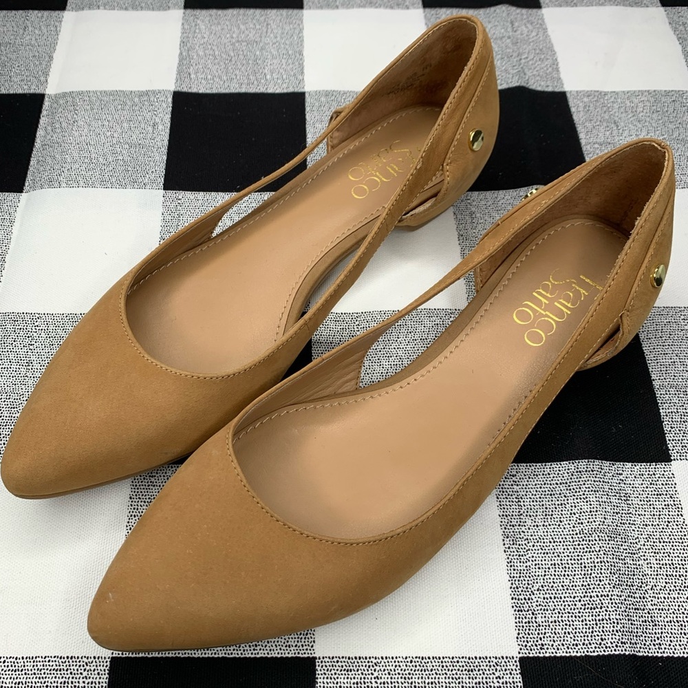 FRANCO SARTO Lezena Tan Cutout Pointed Toe Flats